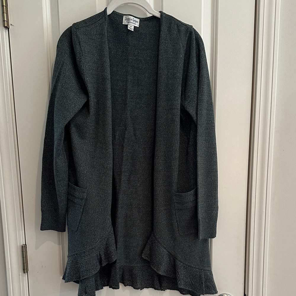 Jamie Gries Collection 
Size M 
 Charcoal Open Front Cardigan